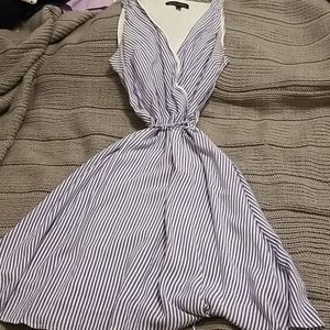 Blue and white striped wrap dress, size 4